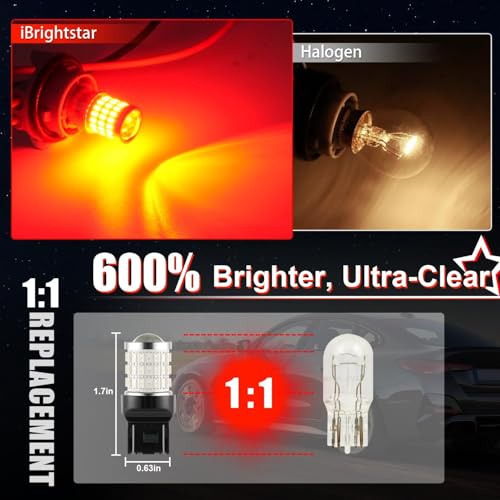 iBrightstar 7443 LED Bulb Red, 7440 LED Brake Light Bulbs Super Bright for Rear Brake Lights and Tail Lights, 2 Pack - color: Red, size: 7443