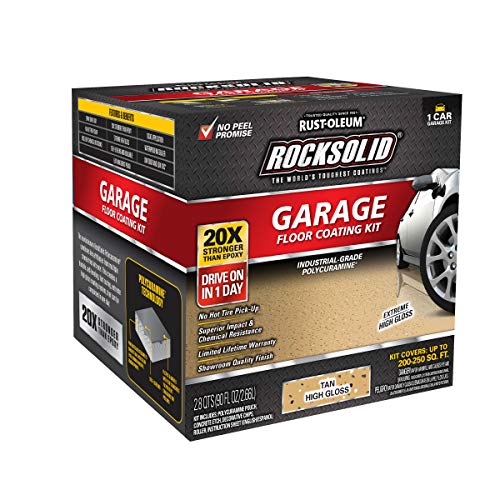 RockSolid Garage Floor Coating Kit, Tan, 1 Car Kit - color: Tan, size: 1 Car