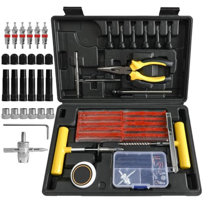 AUTOXBERT 93 PCs Car Tire Flat Repair Kit with Plugs Heavy Duty Professional, Universal Tire Plugs Kit for Flat Tires for ATV, Truck, Cars, Motorcycles, Tractor, Trailer, RVs, SUV, Off Road Vehicles - size: 93pcs Compact++kit
