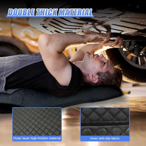 YoRise Foldable Car Repair Pad, Under Car Rolling Creeper Mat for Low Clearance, Portable Automotive Mechanic Creeper Pad Accessories for Special Roads, Long-Distance Trucks (Black)