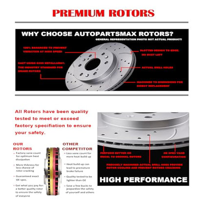 Acinoparts Front and Rear Brake Kit for 2013–2018 Lexus ES300h ES350 - size: ABK00302