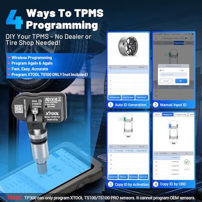 XTOOL TP300 TPMS Programming Tool, Engine ABS SRS Transmission OBD2 Scanner