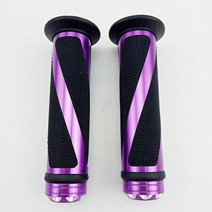 Universal Motorcycle Rubber Gel Handlebar Hand Grips for 7/8" Bar End Handle Bars Sports Bikes - color: Purple