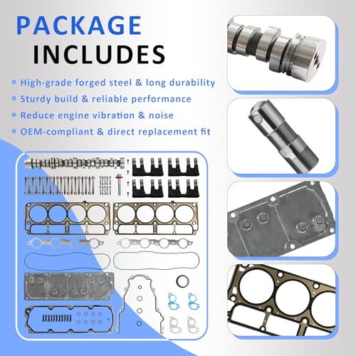 5.3 NON/AFM DOD Disabled Camshaft Lifters Kit & Head Gasket Bolt Set For GM Chevrolet Avalanche Silverado Trailblazer Tahoe For GMC Sierra Yukon Envoy 5.3L Truck/SUVs Engine 2007-2017