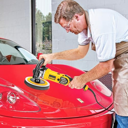 DEWALT Buffer Polisher, 7-in-9-in, 12 amp, Variable Speed Dial 0-3,500 RPM’s, Soft Start Corded Car Buffer (DWP849X)