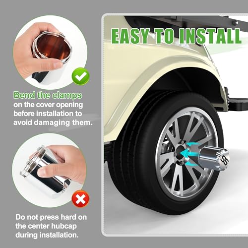 10L0L Universal Golf Cart SS Wheel Center Cap Cover for Yamaha, EZGO, Club Car, 4 PCS (Chrome) - color: Silver