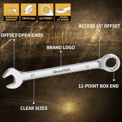 GRENPRO 7PC Metric Large Wrench Set, 23-32MM Combination Open End Wrenches - style: Metric Wrench Set Large