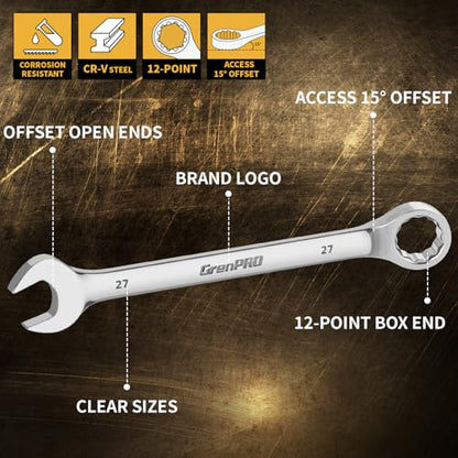 GRENPRO 7PC Metric Large Wrench Set, 23-32MM Combination Open End Wrenches - style: Metric Wrench Set Large