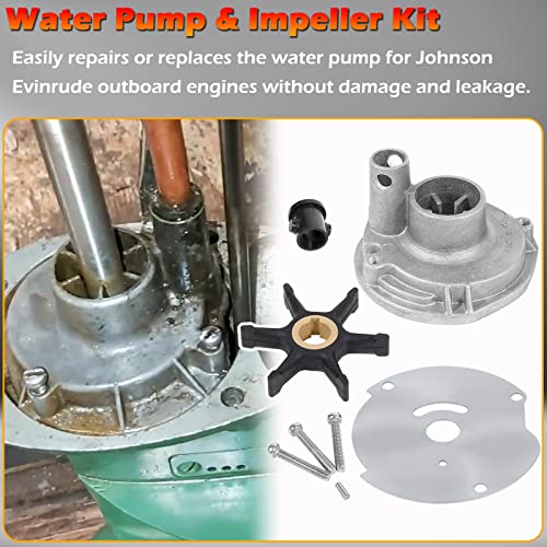 Upgrade Water Pump Impeller Kit 0382468 382468 Fits for Johnson Evinrude BRP OMC 10 15 18 20 25 HP Housing, Replacement for OEM Part Number 777806 18-3377 46-13179