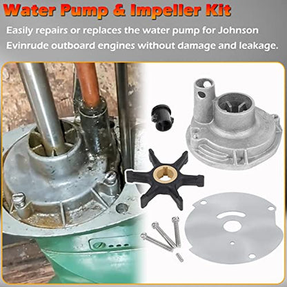 Upgrade Water Pump Impeller Kit 0382468 382468 Fits for Johnson Evinrude BRP OMC 10 15 18 20 25 HP Housing, Replacement for OEM Part Number 777806 18-3377 46-13179