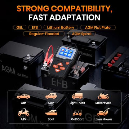 ANCEL BA301 6V 12V Car Battery Tester, 100-2000 CCA Automotive Load Tester Alternator Tester Auto Digital Battery Analyzer Cranking and Charging System Test Tool for Motorcycle Car Boat Truck SUV ATV - size: BA301