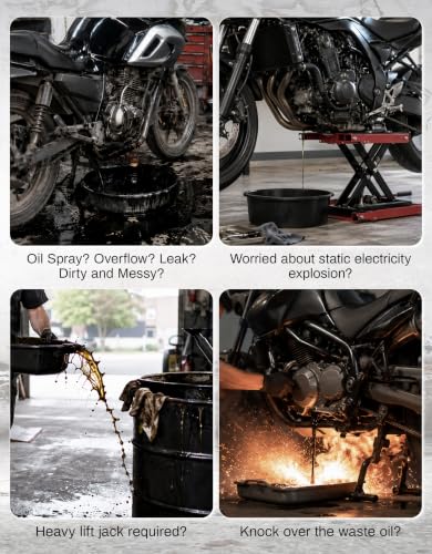 TCT-MOTORPARTS 8 Quart /2 Gallon Motorcycle Low Profile Oil Drain Pan - color: Low profile oil Drain Pan for ATV UTV