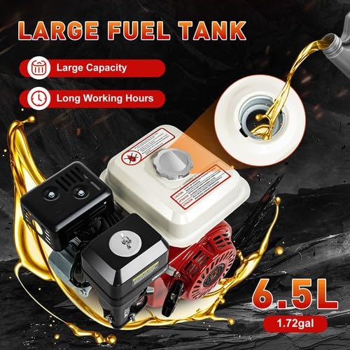 200CC Engine,6.5HP 4 Stroke Gas Motorcycle Go Kart Engine Horizontal Shaft Small Engines Motor OHV Air Cooled Pullstart for Go Kart Pumping Machines, Microtillers, Log Splitter Lawn Mower