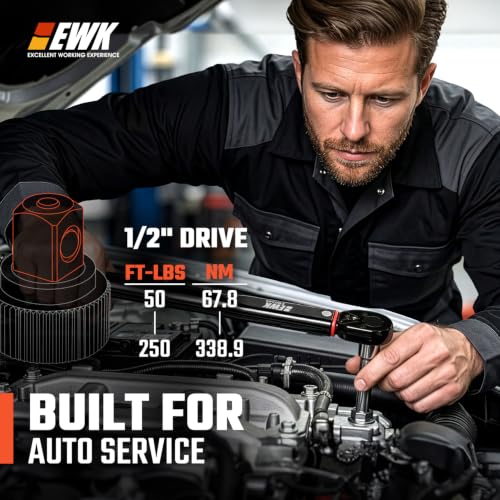 EWK 1/2" Drive Click Torque Wrench 50–250 ft-lbs (67.8–338.9 Nm)