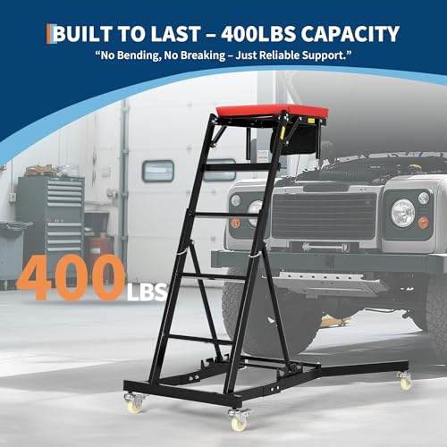 Top Side Creeper for Trucks & SUVs, Rolling Topside Creepers - Automotive Engine Creeper with Locking 360° Casters, Heavy Duty 400 LBS Capacity High Creepers with 48" to 76" Adjustable Height - color: Black