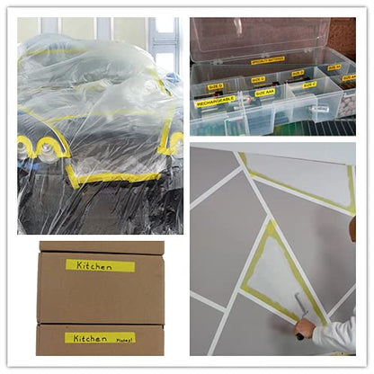 Yellow Painters Tape,2 Inch x 60 Yards x 5 Rolls (300 Yards Total) - color: Yellow