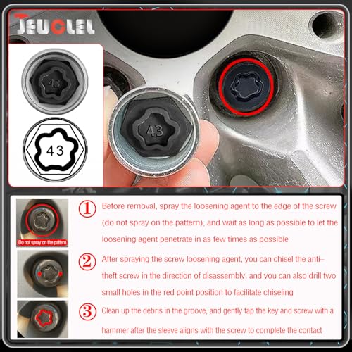 43 Wheel Locking Nut Key for BMW, Socket Adapter (OD 27mm-ID 25mm) - color: Socket 043