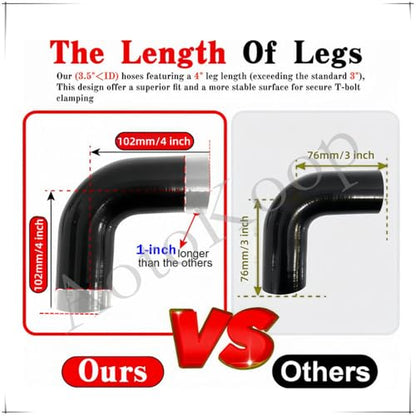2" ID 90 Degree Elbow Silicone Coupler Hose with Clamps Black - color: Black, size: 2" (51mm)