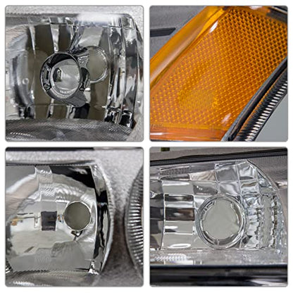 AS Headlight Assembly for 2002 2003 2004 2005 2006 Chevy Avalanche 1500 2500 Fits Body Cladding Models with Chrome Housing Amber Reflector Passenger and Driver Side - color: CHROME