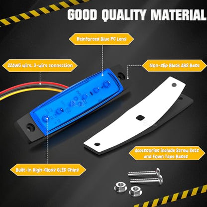 BJZ 3.8" Strobe+Steady Marker Lights Strip Dual Function Blue Trailer LED Side Clearance Tail Bumper Griller Flash Lights 12V Running Warning Waterproof Light for Trailer Truck Van RV ATV Bus, 10Pcs - color: Blue, 10Pcs
