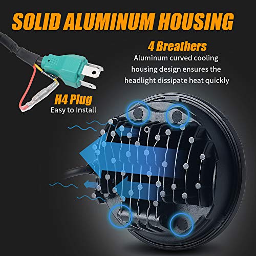5.75 Inch Black Halo LED Headlight Fits Harley Sportster, Dyna & Softail - color: 5.75-Black-Halo