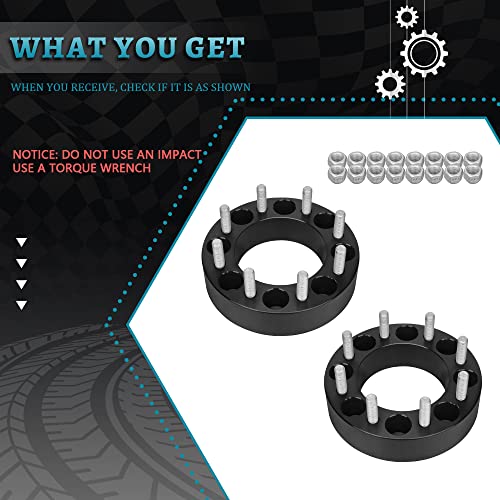 IRONTEK Wheel Spacers 8x170mm Compatible 2003-2025 for Ford F250 Super Duty/2005-2025 F350 Super Duty/1999-2004 F350 Super Duty 50mm 8x170mm 2" 125mm Hub Bore, 14x1.5 Studs Hub Spacers 8 Lugs - color: 8x6.63 inch-2PCS