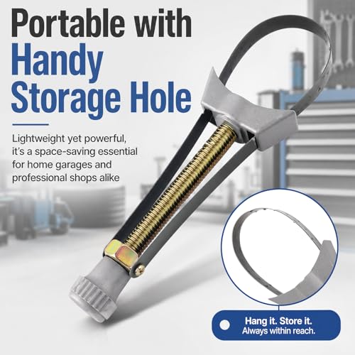 60-120mm Adjustable Oil Filter Wrench,Heavy Duty Oil Filter Strap Wrench