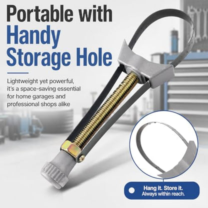 60-120mm Adjustable Oil Filter Wrench,Heavy Duty Oil Filter Strap Wrench