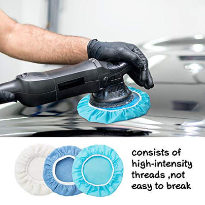 Mudder 20 Pcs 5-6 Inch Car Orbital Buffer Pads Polisher Bonnet, Blue - color: Blue, size: 5-6 Inch