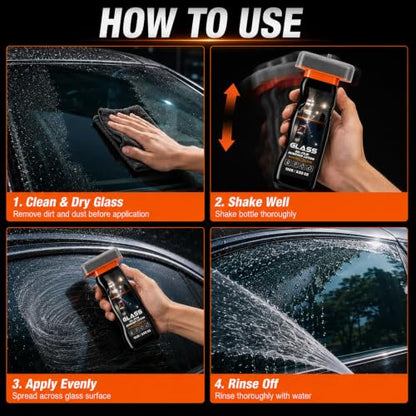 Oil Film Remover for Car Windshield, Automotive Glass Cleaner for Windows