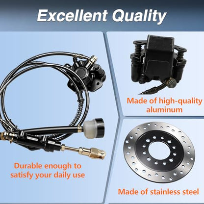Hydraulic Rear Disc Brake Caliper System Disk Rotor Pads Compatible with Dirt Bike Quad Wheel ATV Go-kart 150cc 200cc 250cc Dune Buggy
