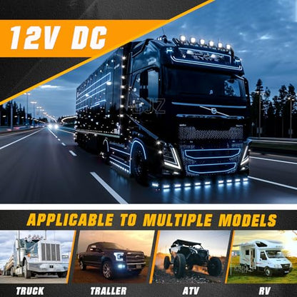 BJZ 3.8" Strobe+Steady Marker Strip Dual Function White Trailer LED Side Clearance Tail Bumper Griller Flash Lights 12V Running Warning Waterproof for Trailer Truck Van RV ATV Bus, 10Pcs - color: White, 10Pcs