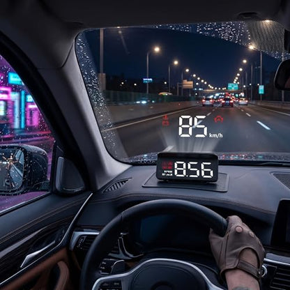 OBD2 HUD Multi Function Gauge with Alarm, Multifunctional Digital Speedometer Reminder Driving Reminder, Auto Dimming Sensor for Speed, Temperature, Voltage