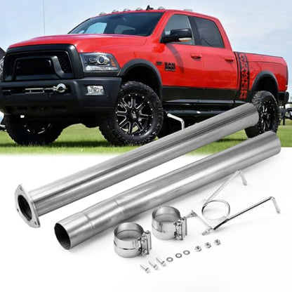 Stainless Steel Exhaust Pipe Kit for 2013-2018 Ram 2500 3500 Cummins 6.7L Turbo Diesel 4" Powerstroke Diesel - size: for 2013-2018 Ram 2500 3500