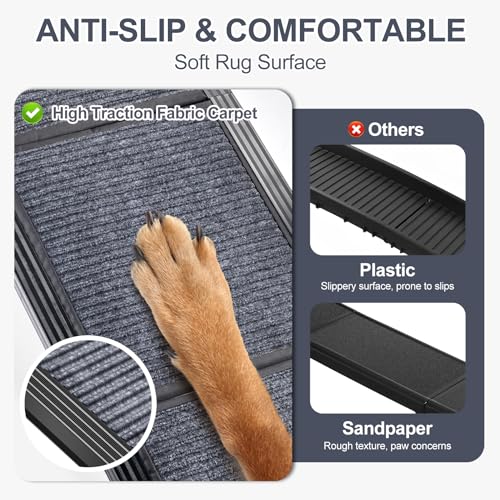 Dog Ramp for Car 63" L × 17" W, Pet Ramp for Truck Foldable - size: Upgraded 63" L x 17.2" W