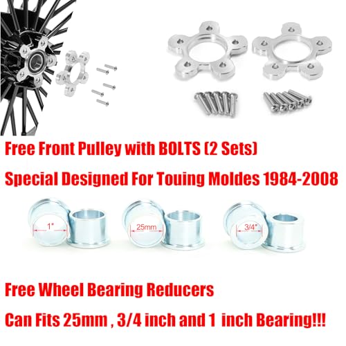 TOFR 18x3.5 16x3.5 Fat Spoke Wheels Black For Harley Touring Baggers 84-08 - color: Gloss Black, size: Front:18x3.5 Rear:16x3.5