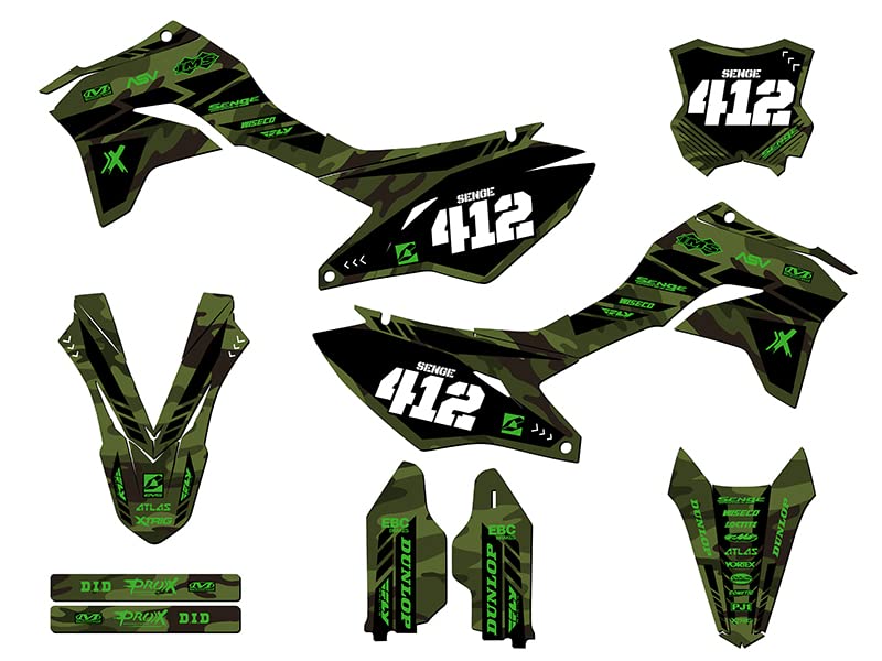 2020-2025 KLX 300 R APACHE Green Complete Kit With Rider I.D. Compatible with Kawasaki | Senge Graphics Inc - color: Green, size: Complete Kit With Rider I.D.