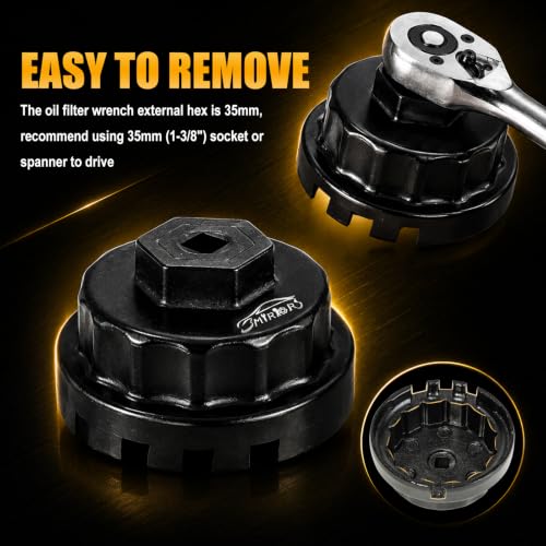 3mirrors 2Pcs Oil Filter Wrench Set, Aluminum Oil Filter Cap Removal Tool Compatible with ALL Toyota Lexus Scion RAV4 Camry Tundra Highlander with 64mm Cartridge Style Oil Filter System