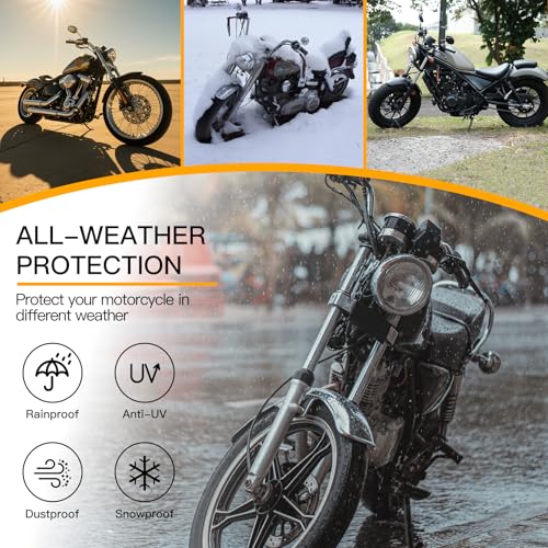 300D Heavy Duty Motorcycle Cover Waterproof Outdoor Storage - size: XL = 108" x 42" x 50"