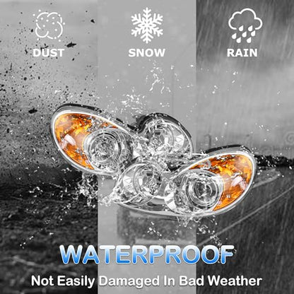 PartsFlow Left And Right Side Headlights For 2002 2003 2004 2005 Hyundai Sonata Chrome Housing Clear Reflector Halogen Headlamps HY2503126 HY2502126 - color: For 02-05 Hyundai Sonata