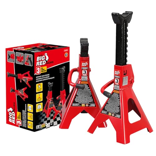 Big RED 3 Ton (6000 LBs) Jack Stands, with Adjustable Lock Car Jack Stand, Fit for Vehicle, Red, 2 Pack - size: 3 Ton, style: Basic