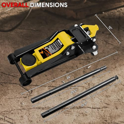 DNA Motoring Low Profile Hydraulic Trolley Service/Floor Jack, 4 Ton (8000 lbs) Capacity, Lifting Range 4.5"-20", Yellow, TOOLS-00307-YL - color: Yellow, style: 4 ton