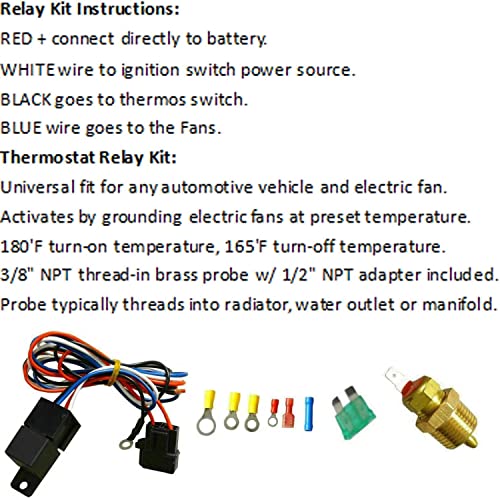 ALLOYWORKS 4 Row All Aluminum Radiator Shroud Fan Thermostat Kit for Chevy C/K/R/S/V/T Series Pickup Trucks Blazer Suburban Jimmy 1973-1991 Radiators, V8 Engine(19" Core, AT/MT, 2 X 12" Fan)