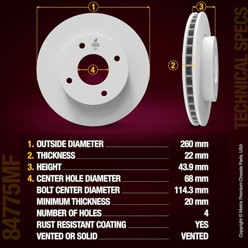 Metrix Premium Chassis Parts 260 mm Front Brake Rotor Kit Fits Nissan - size: 91835MT