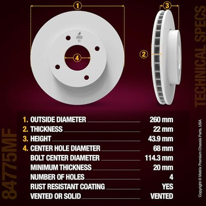 Metrix Premium Chassis Parts 260 mm Front Brake Rotor Kit Fits Nissan - size: 91835MT