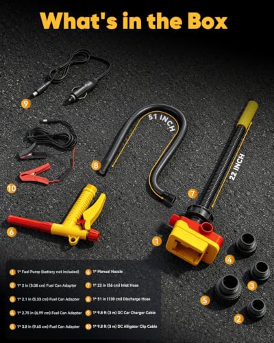 5GPM Cordless Fuel Transfer Pump Compatible with DeWalt 20V & Milwaukee M18