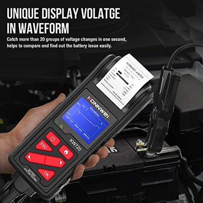 KONNWEI KW720 Car Battery Tester 6V 12V 24V W/Printer, Battery Load Tester Automotive 100-2000CCA Digital Auto Battery Analyzer Alternator Starter Tester for Car Truck Motorcycle(Paper Included) - color: KW720