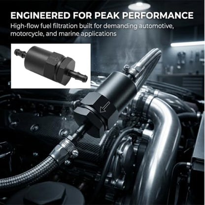 MDEOOSKY 5/16 Inch Billet Inline Fuel Filter, 30 Micron Aluminum Filter, High Flow Rate, Reusable Design - size: 5/16 inch