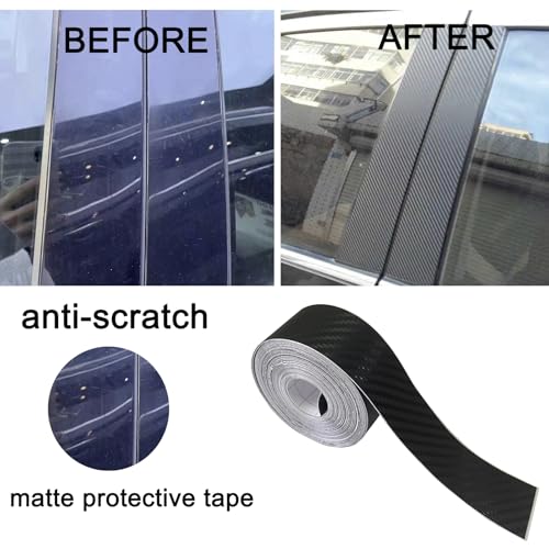 Carbon Fiber Vinyl Tape for Black Out Chrome Delete Window Trim with Tool Kit, Black Vinyl Wrap Tape Roll, Self-Adhesive Car Chrome Door Trim Delete Tape DIY Film (1 inches x 30 feet) - size: 1 inches x 30 feet