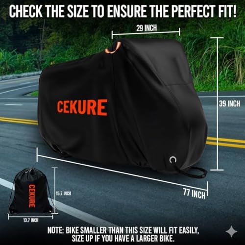 1-2 Bike Cover Waterproof Outdoor, Heavy Duty 210D Oxford Bicycle Cover - size: 77x39x29 inches (Stationary)